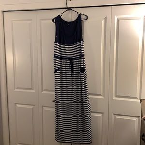 Navy Blue/White stripped Dress